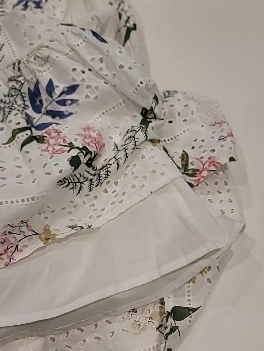 Just Me White Floral Eyelet Off-Shoulder Midi Sun Dress Large - Picture 11 of 13